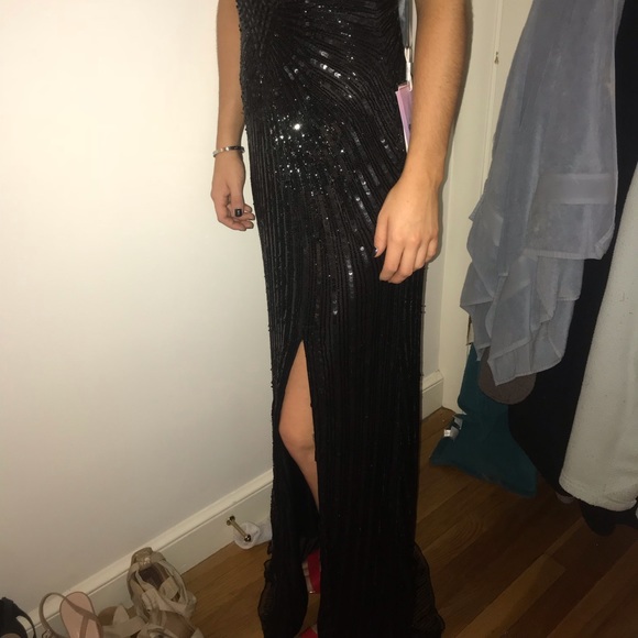 Amazing floor length black beaded dress - Picture 2 of 4